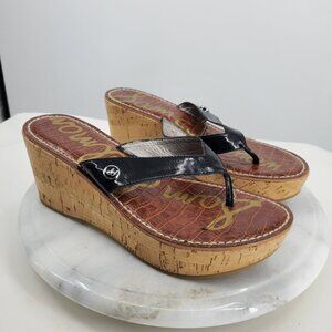 Sam Edelman Romy Cork Wedge Platform Flip Flop Wedge Heel Chic Sandals Size 6.5